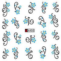10pcs/set Summer Nail Art Water Transfer Decals Fashion Sticker Beautiful Light Blue Flower Vine Nail Art Design A450