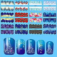 10pcs/style Romantic Christmas Sweet Nail Art Sticker Beautiful Design Colorful Nail Water Transfer Decals Nail Beauty Sticker BN205-216