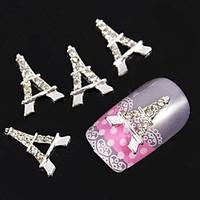 10pcs Silver Eiffel Tower DIY Rhinestone Accessories Nail Art Decoration