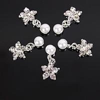 10pcs rhinestone sakura flower pearl 3d alloy nail art decoration