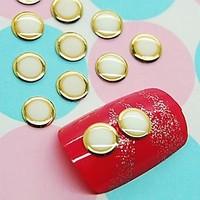 100PCS White Round Design Studs with Gold Line Nail Art Decoration