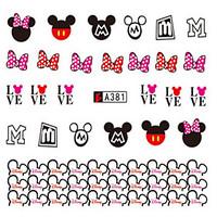 10pcs/set Fashion Mickey Nail Art Water Transfer Decals Lovely Bowknot Cute Cartoon Mickey Nail Art Design Sticker A381