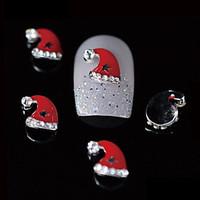 10pcs Beauty Xmas Red Santa Hat 3D Alloy Nail Design DIY Nail Art Decoration