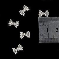 10pcs 3D Blink Rhinestone Bow Tie Alloy Fingernail Accessories Nail Art Decoration