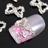 10pcs 3D Hollow Heart Bow Tie DIY Alloy Accessories For Finger Tips Nail Art Decoration