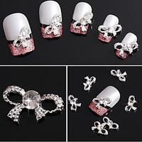 10 pcs Silver Ribbon Super Shining Bows Nail Decorations