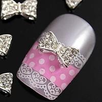 10pcs 3D Glitting Rhinestone Bow Tie DIY Alloy Accessories For Finger Tips Nail Art Decoration