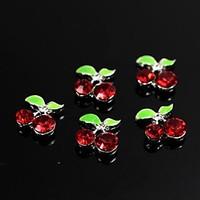 10pcs Red Rhinestones Gem Cherry Design 3D Alloy Nail Art Decoration