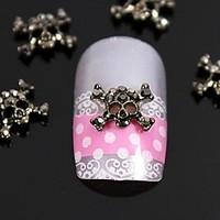 10pcs Fashion Rhinestone Crossing Skull 3D Alloy Nail Art Decoration