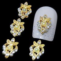 10pcs golden luxurious 3d alloy rhinestone nail art decoration