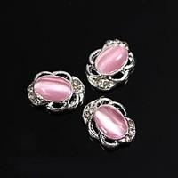 10pcs Vintage Design Oval Pink Cat Eye Stone 3D Rhinestones Alloy Nail Art Decoration