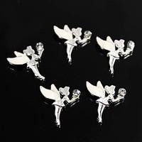 10pcs White Alloy Rhinestone Fairy Angel 3D Alloy Nail Art Decoration