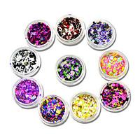 10 bottles nail art round paillette sets new hot 1 3mm thin slice diy  ...