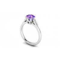 1.06ct Lab Created Amethyst and Natural Diamond Ring