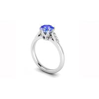 1.06ct Lab Created Tanzanite and Natural Diamond Ring