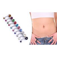 10-Piece Multicoloured Crystal Belly Bar Set