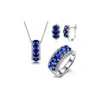 10ct lab created blue sapphire jewelley 3 piece set