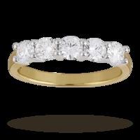 1.00 Total Carat Weight Brilliant Cut Diamond 5 Stone Ring In 18 Carat Yellow Gold - Ring Size K