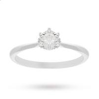 10 Carat White Gold 0.13 Carat Diamond Illusion Engagement Ring - Ring Size K