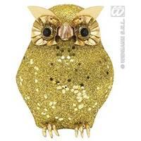 11cm Gold Glitter Owl Decoration