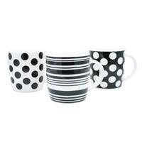 11oz Squat Mugs Dots and Stripes Black and White Pack of 12 P1160119
