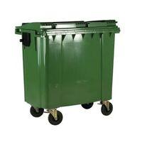 1100l wheeled bin with flat lid green h x w x dmm 1330 x 1400 x 1090