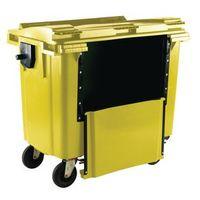 1100L WHEELED BIN WITH DROP DOWN FRONT WITH FLAT LID YELLOW - H X W X DMM: 1330 X 1400 X 1090