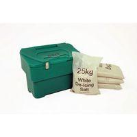 115l green grit bin with hasp and staple 4 bags 25kg white de icing sa ...