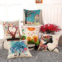 11 Style 3D Printing Flower Tree Pillow Covers Cotton/Linen Pillow Case