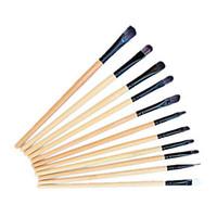 11 PC Makeup Brush Set Nylon Professional Limits Bacteria Hypoallergenic Wood Handle For Eye and Lip