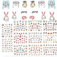 11Design/pcs New Fashion Lovely Cartoon Design Nail Art DIY Beauty 3D Sticker Cute Animal Rabbit Cat Creative Design Decoration E589-599