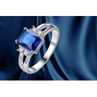1195 instead of 9995 for a rhodium plated simulated sapphire ring from ...