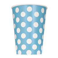 12oz baby blue polka dot paper cups pack of 6