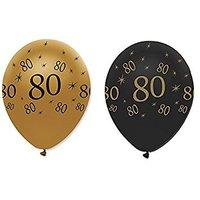 12\' Black & Gold 80th Birthday Balloon