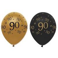 12\' Black & Gold 90th Birthday Balloon