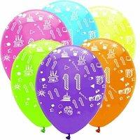 12\' Bright Colours 6 Pack 11th Birthday Balloon