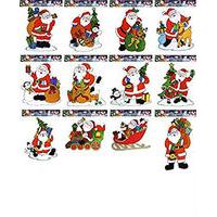12 Assorted Styles Santa Claus Window Stickers