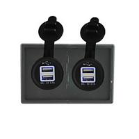 12V/24V 2PCS 3.1A USB power socket with housing holder panel for car boat truck RV