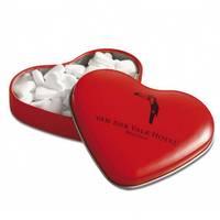 125 x personalised heart shaped mint tin national pens