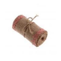 12cm hessian fabric roll with star trim 2m natural red