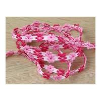 12mm woven two tone flower jacquard braid trimming pinks