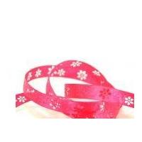 12mm Die Cut Daisy Satin Ribbon Fuchsia Pink