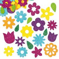 120 Flower Glitter Foam Stickers