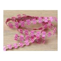 12mm woven lurex flower jacquard braid trimming pink