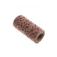 12cm Christmas Print Hessian Trim Roll 2m Natural & Red