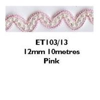 12mm Essential Trimmings Beaded Chevron Trimming Pink