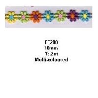 12mm Essential Trimmings Fun Daisy Lace Trimming Multicoloured