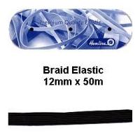 12mm Hemline Flat Polyester Elastic Black