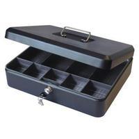 12 inch cash box black with latch and 2 keys plus removable 30cm coin