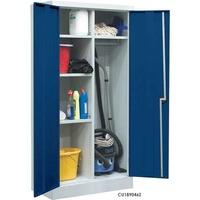 1200 w x 460 d janitors utility cupboard 5 compartments clothes rail